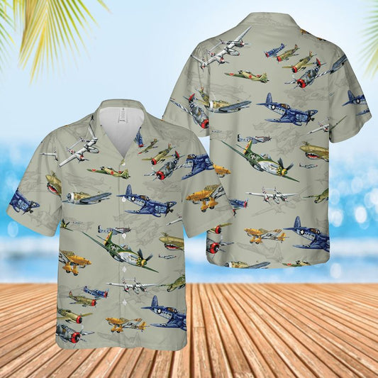 Warbird Fighter Planes Hawaiian Shirt