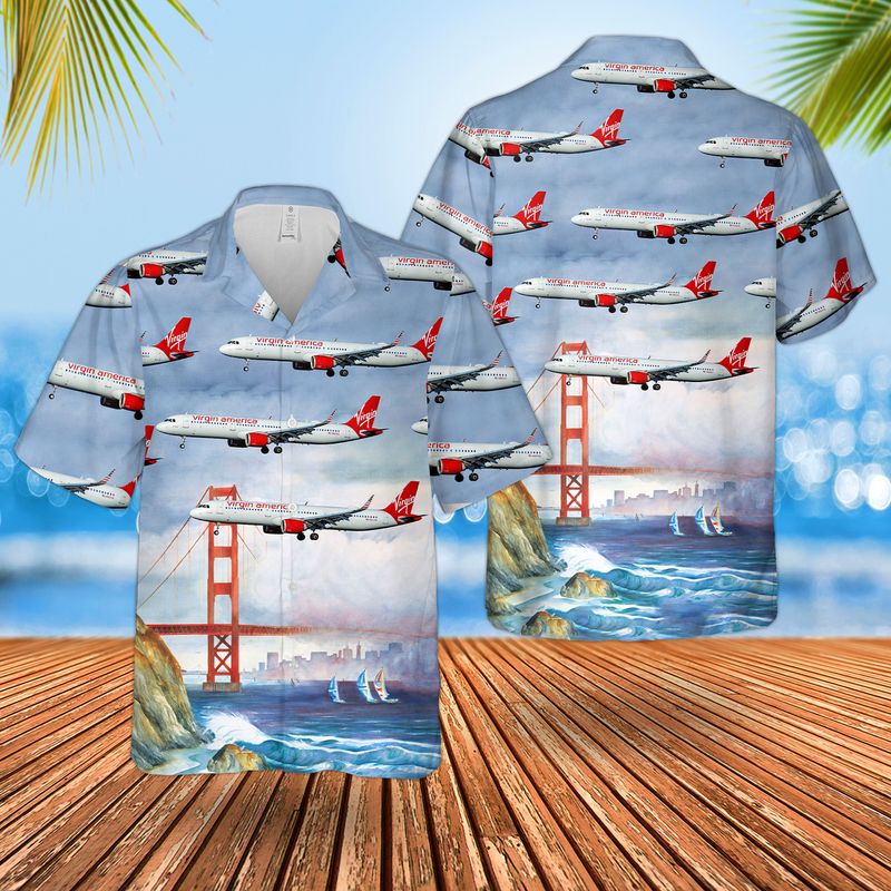 Virgin America Airbus A321-253N Hawaiian Shirt