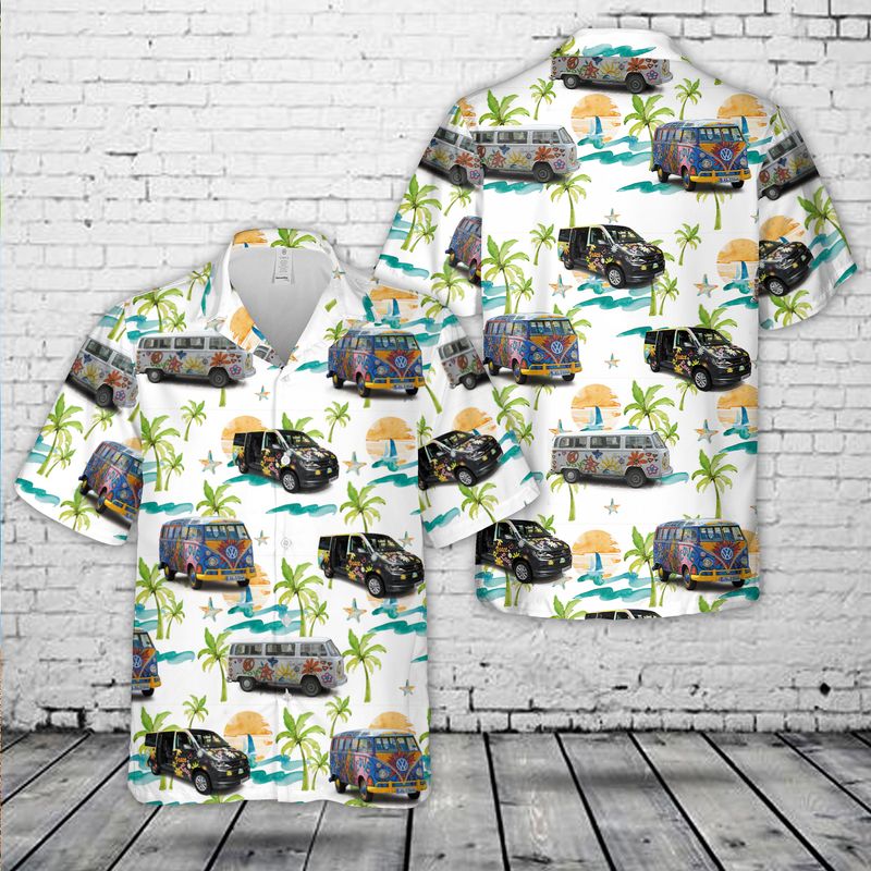 VW Flower Power Camper Van Hawaiian Shirt