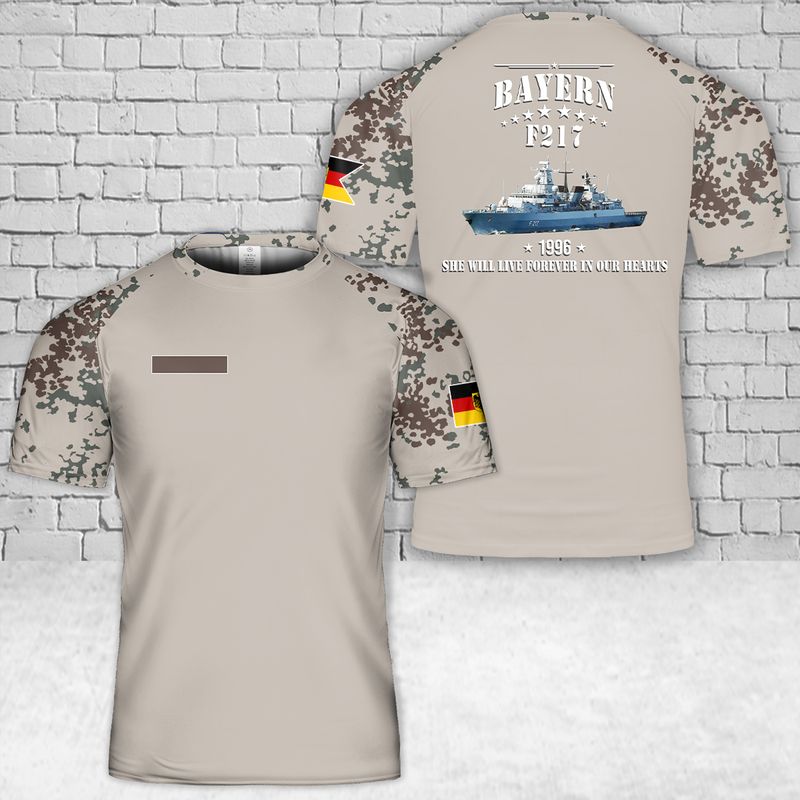 Custom Name German Navy Bayern (F 217) T-Shirt 3D