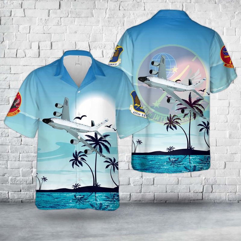 US Air Force 49th Intelligence Squadron RC-135 Hawaiian Shirt