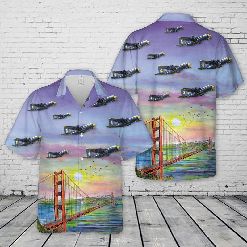 U.S. Navy Blue Angels Lockheed C-130J New "Fat Albert" Airlines Hawaiian Shirt