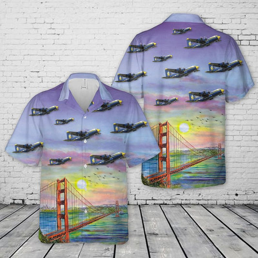 U.S. Navy Blue Angels Lockheed C-130J New "Fat Albert" Airlines Hawaiian Shirt