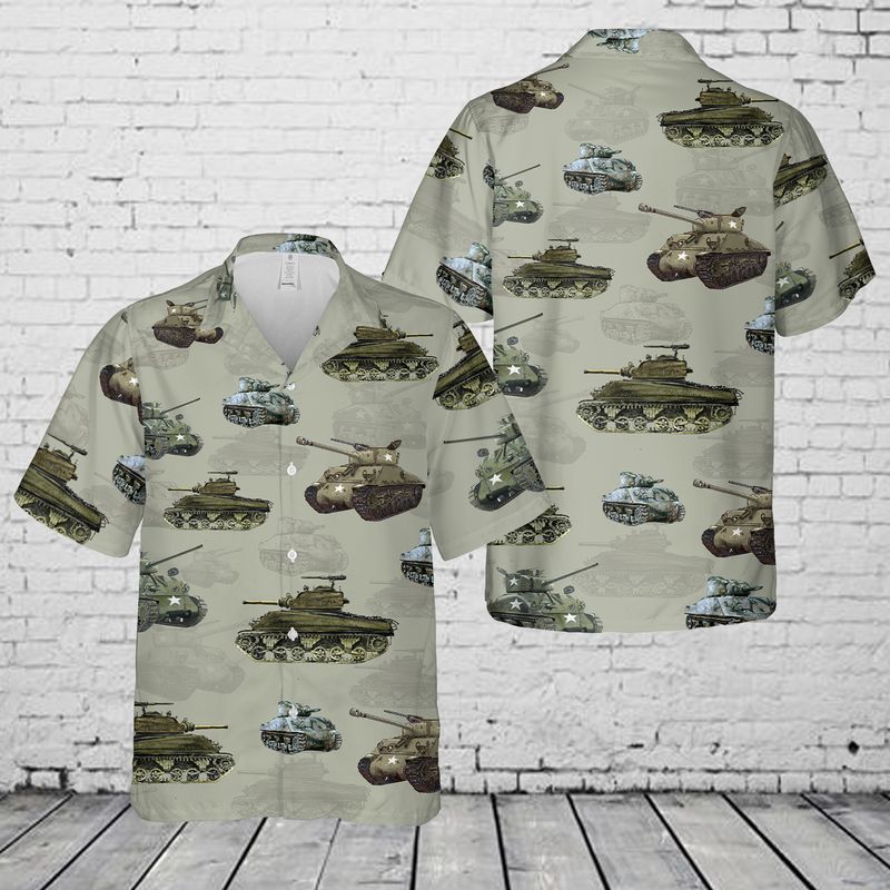 US Military M4 Sherman Tank Hawaiian Shirt