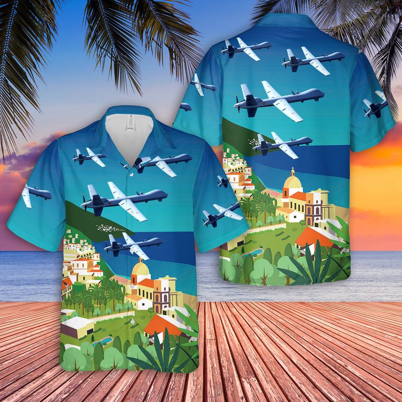 Italian Air Force MQ 9A Hawaiian Shirt