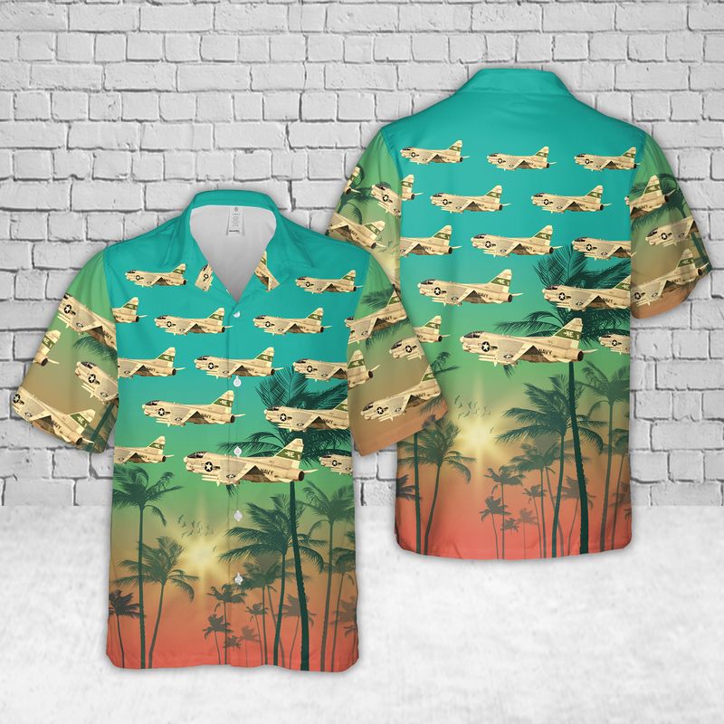 LTV A-7 Corsair II and Grumman A-6 Intruder Inflight Navy VX-5 Vampires Hawaiian Shirt