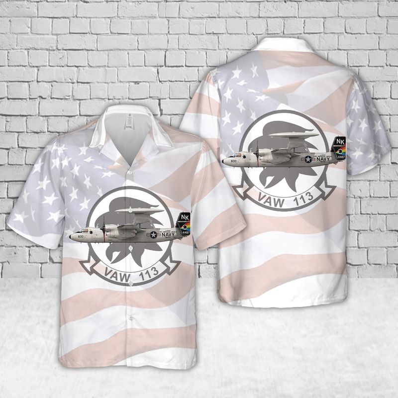 U.S Navy VAW-113 Black Eagles E-2C Hawaiian Shirt