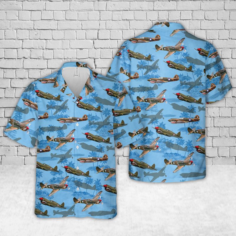 Curtiss P-40 Warhawk AAF American Fighter Planes of WW2 Hawaiian Shirt