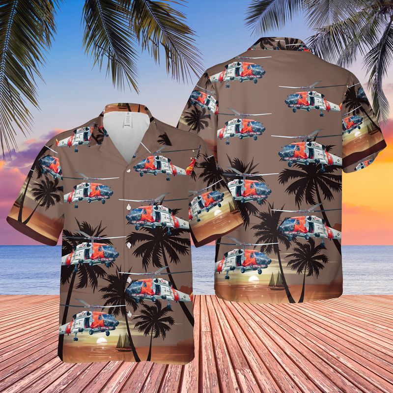 US Coast Guard Sikorsky MH-60 Jayhawk Hawaiian Shirt