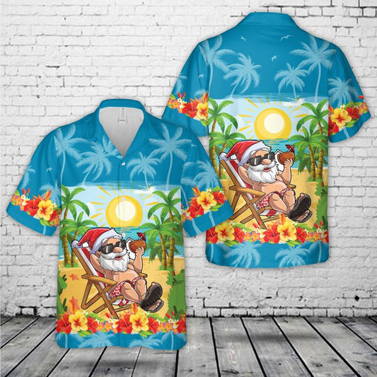 Funny Santa Christmas In July Vacation Hawaiian Shirt