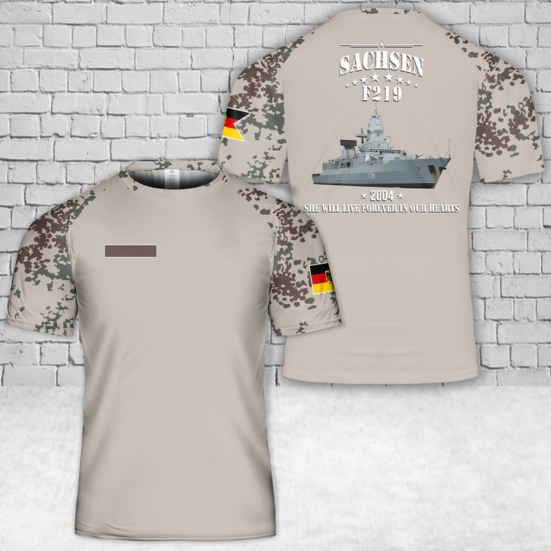 Custom Name German Navy Sachsen (F219) T-Shirt 3D