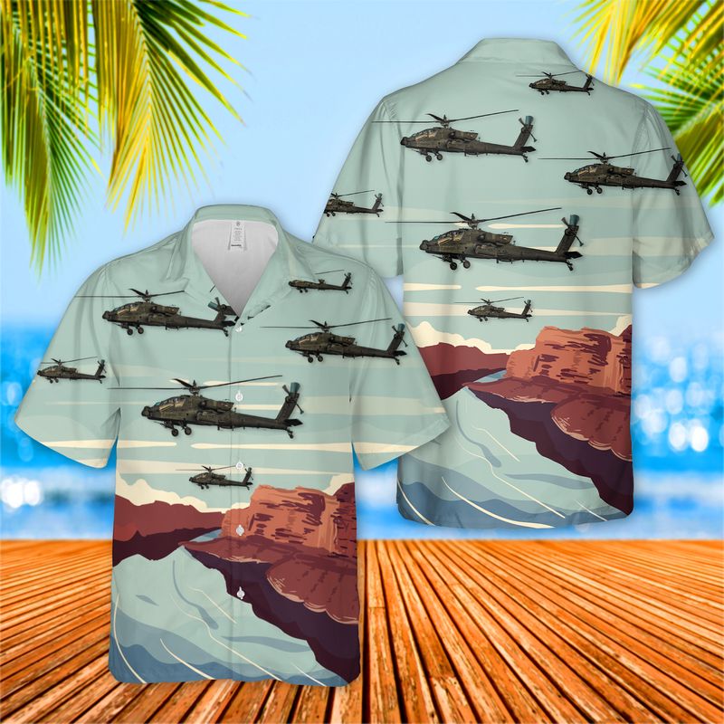 Utah Army National Guard Battalion 211th Aviation Regiment 1st AH-64 Apache helicopter Hawaiian Shirt