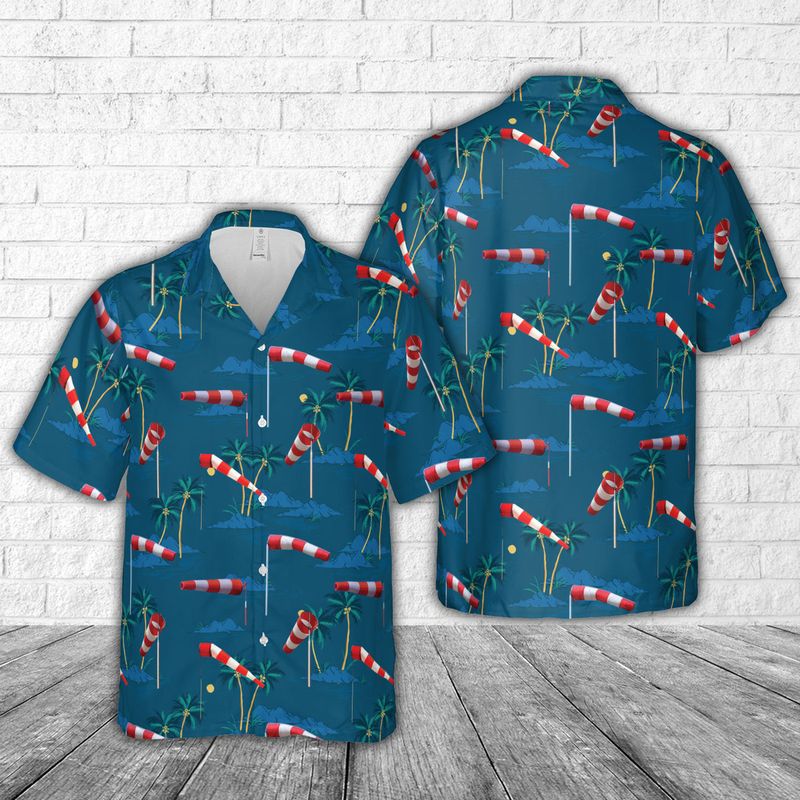 Windsock Airport Airplane Helicopter Hawaiian Shirt