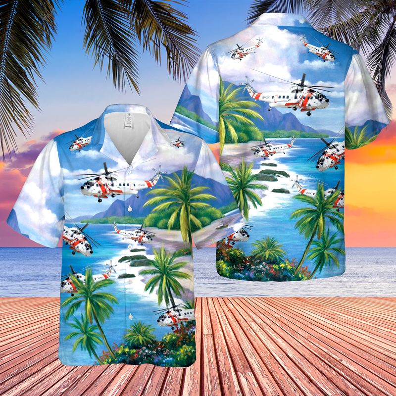 US Coast Guard Sikorsky S-61R Hawaiian Shirt