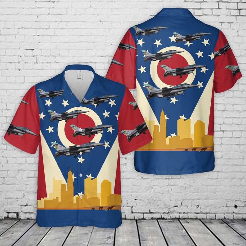 Ohio Air National Guard 112th Fighter Squadron General Dynamics F-16D Block 42F Fighting Falcon 89-2165 Hawaiian Shirt
