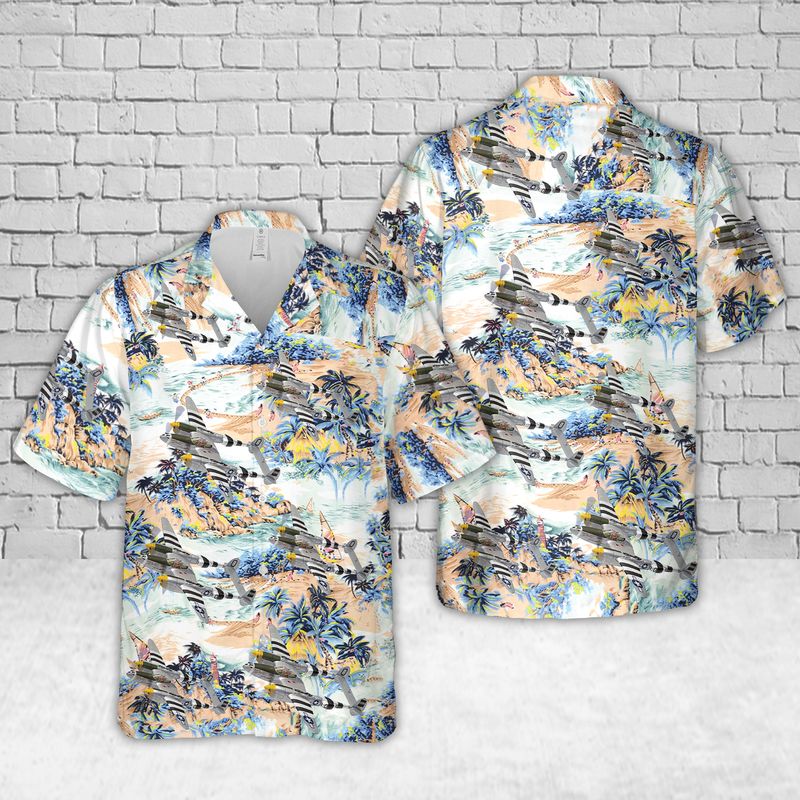 US Air Force Lockheed P-38J Lightning 'Happy Jacks Go Buggy' Of 79th Fighter Squadron Hawaiian Shirt