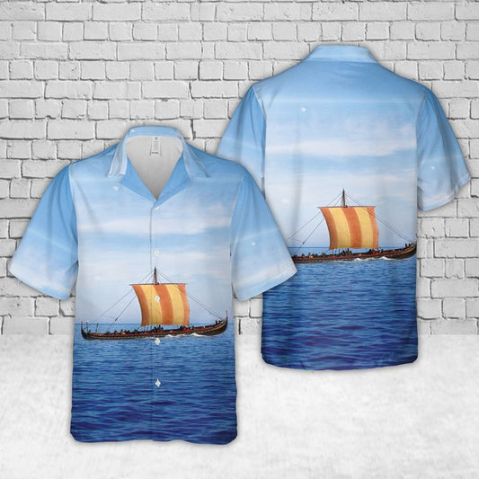 Havhingsten fra Glendalough "Sea Stallion" Viking Longship Hawaiian Shirt