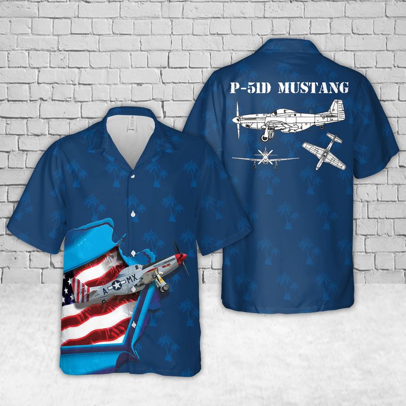 US Air Force North American P-51D Mustangs "Mad Max" Hawaiian Shirt