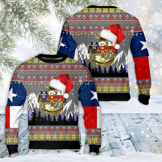 US Navy Chief Texas style Christmas Sweater