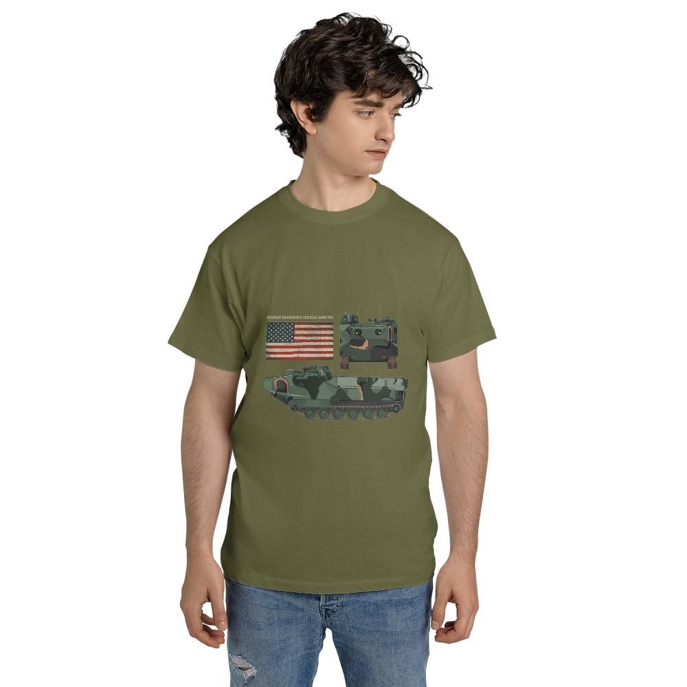 AAVP-7A1 Assault Amphibious Vehicle Vintage USA American Flag Classic Unisex T-Shirt (Made In US)