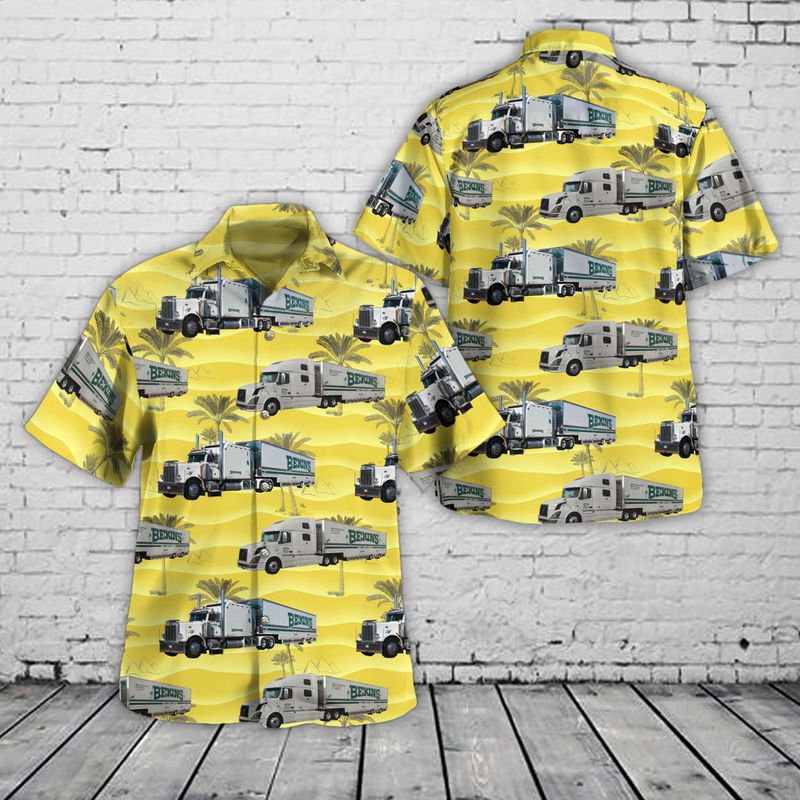 Bekins White Tractor and Trailer Hawaiian Shirt