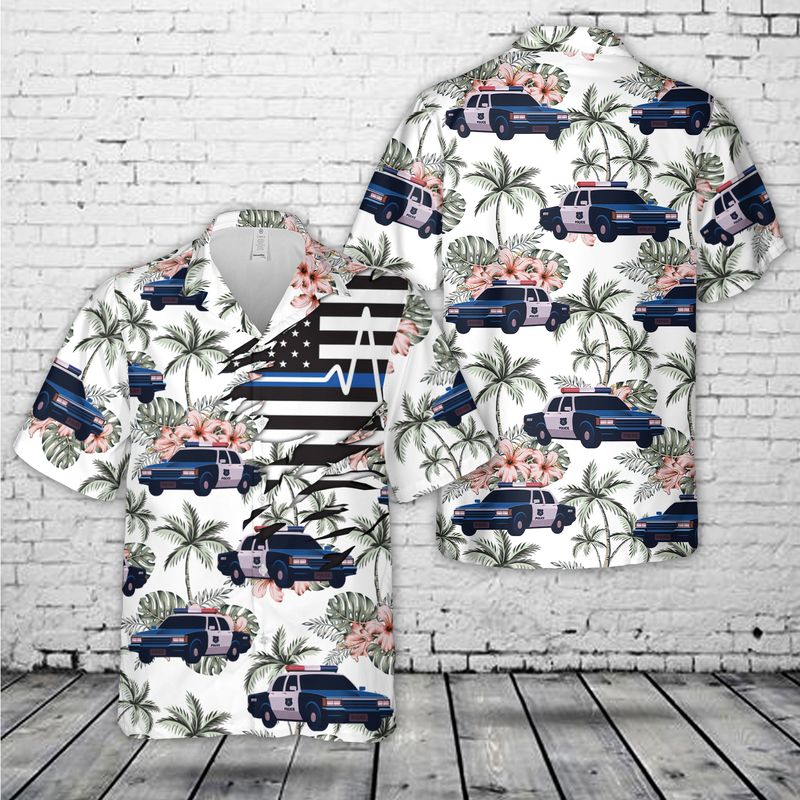 US Police Car Flag Hawaiian Shirt