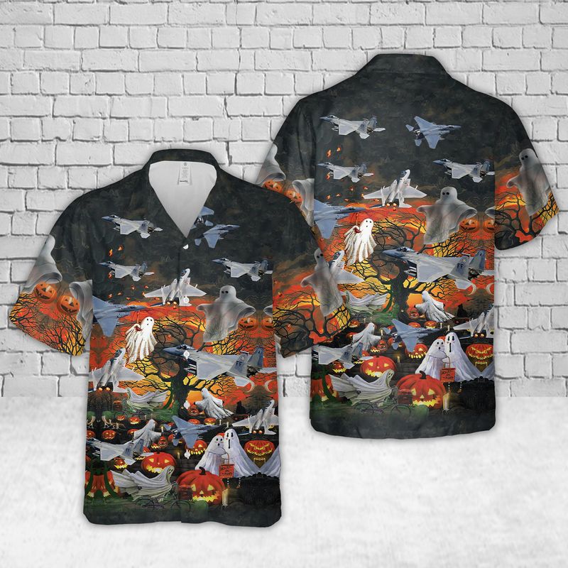 U.S Air Force McDonnell Douglas F-15 Eagle Halloween Hawaiian Shirt