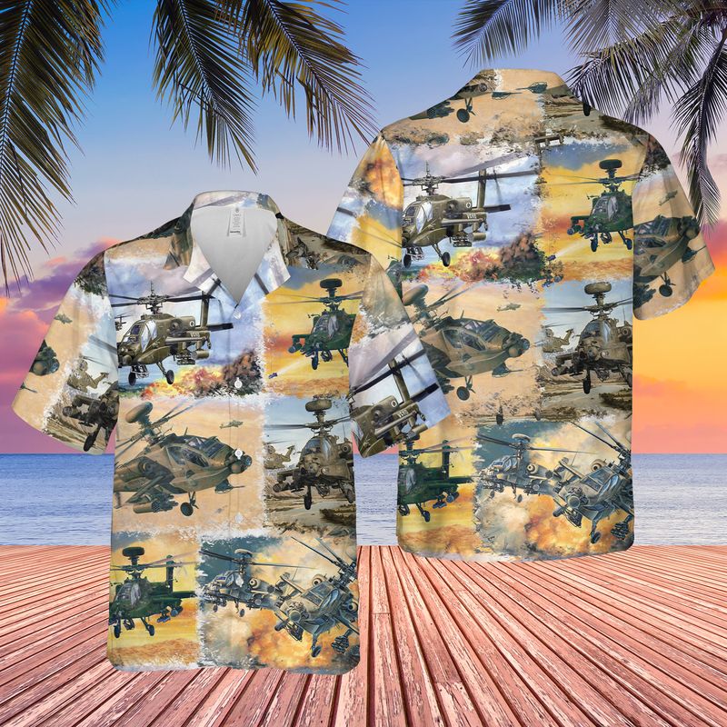 Army Boeing AH-64 Apache Hawaiian Shirt