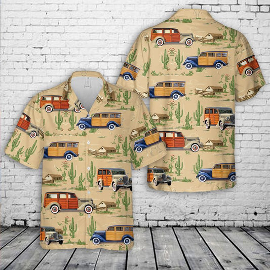 1936 Ford Woody Station Wagon Hawaiian Shirt