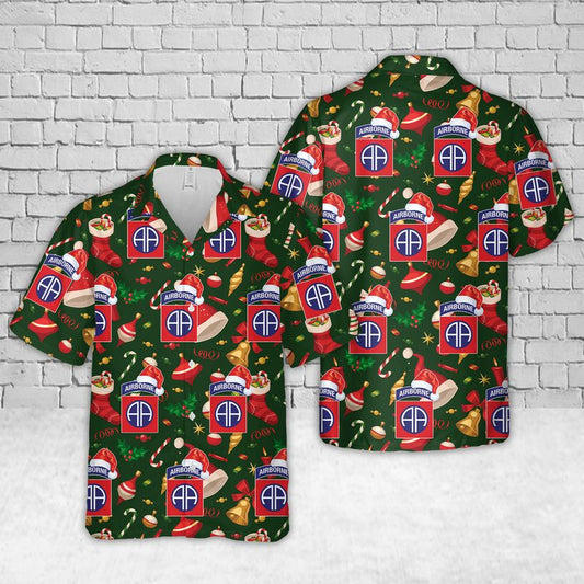 US Army 82nd Airborne Division Christmas Hawaiian Shirt