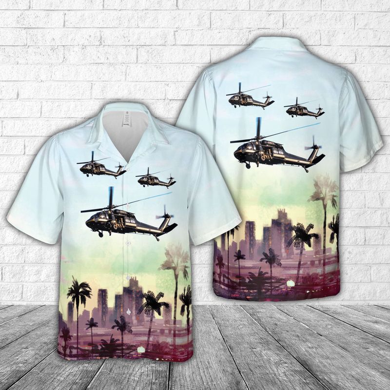 US Customs Service Sikorsky UH-60A Blackhawk Hawaiian Shirt