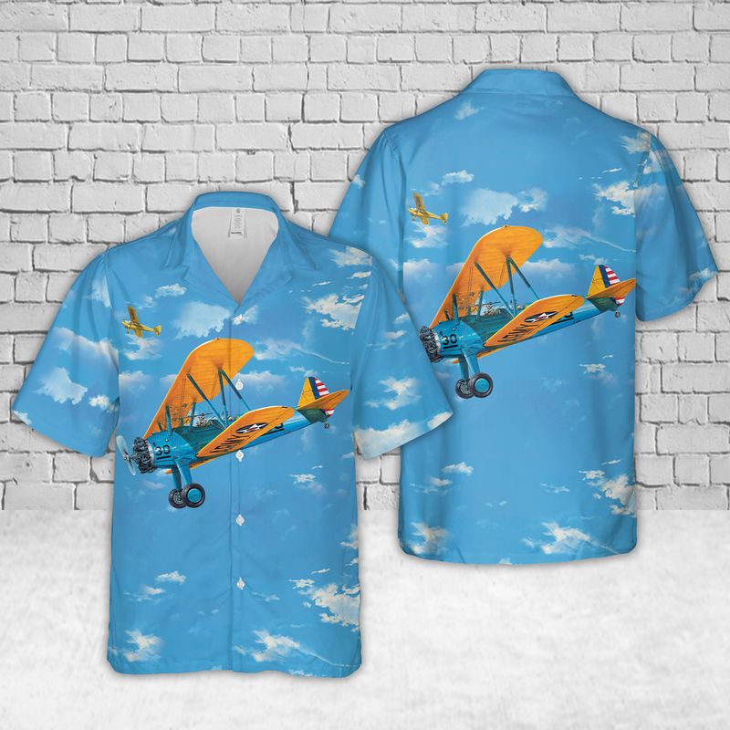 US Army Air Corps Boeing Stearman PT-17 Kaydet Hawaiian Shirt