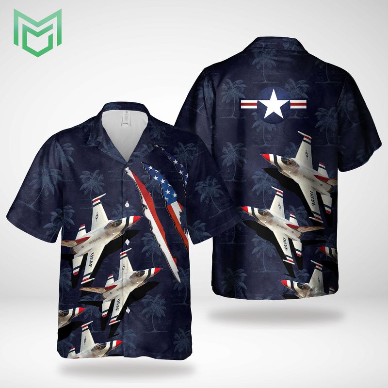 USAF Thunderbirds Lockheed Martin F-16CM Fighting Falcon Hawaiian Shirt