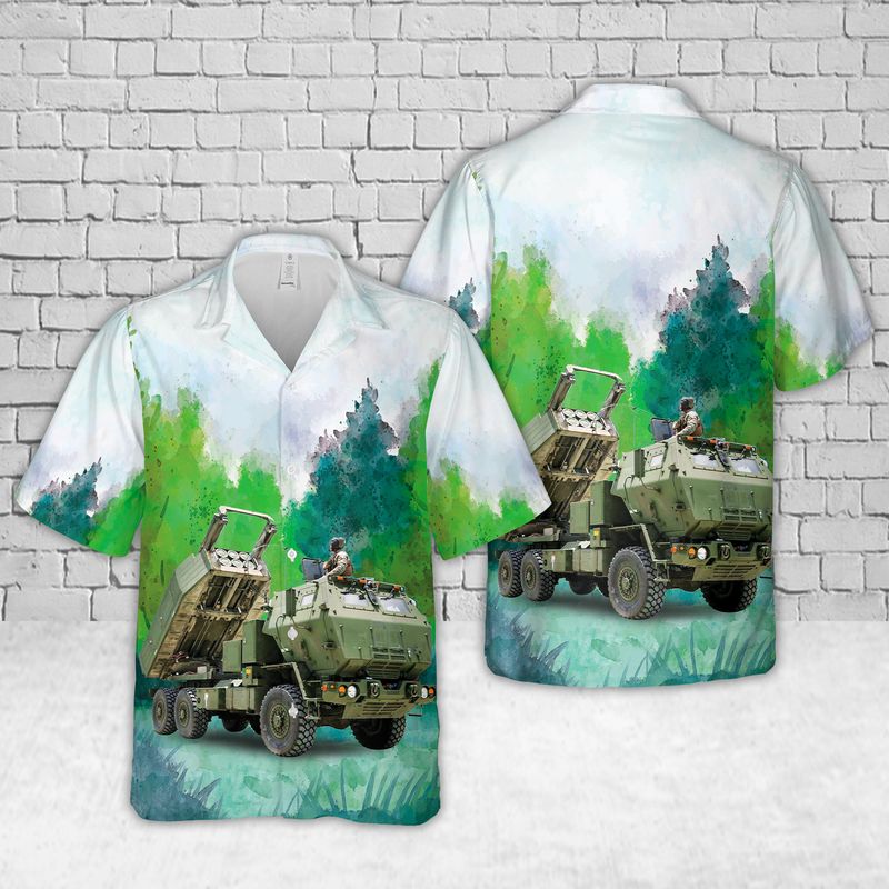 U.S. Marine Corps High Mobility Artillery Rocket System M142 HIMARS Hawaiian Shirt