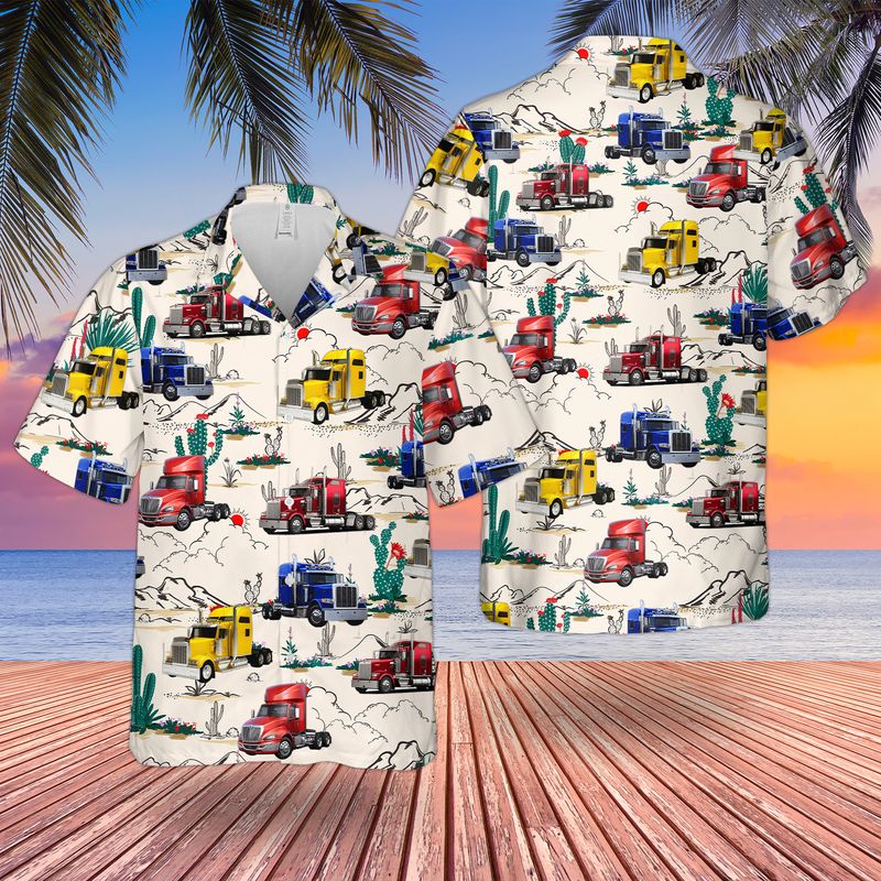 Semi-Trailer Truck Hawaiian Shirt