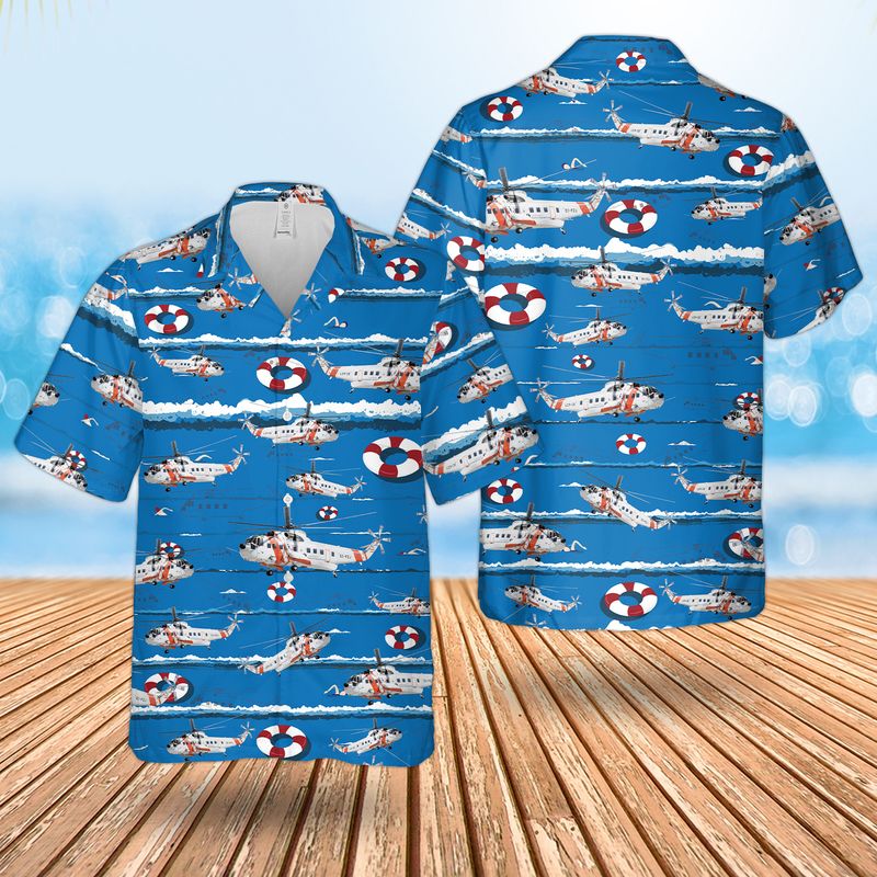 US Coast Guard Sikorsky S-61R Hawaiian Shirt