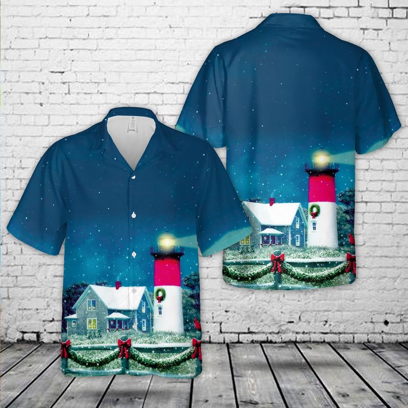 Eastham, Massachusetts, Nauset Lighthouse Christmas Hawaiian Shirt