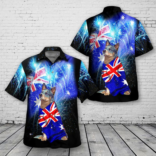 Australia Day, Blue Heeler (Australian Cattle Dog) Flag Hawaiian Shirt