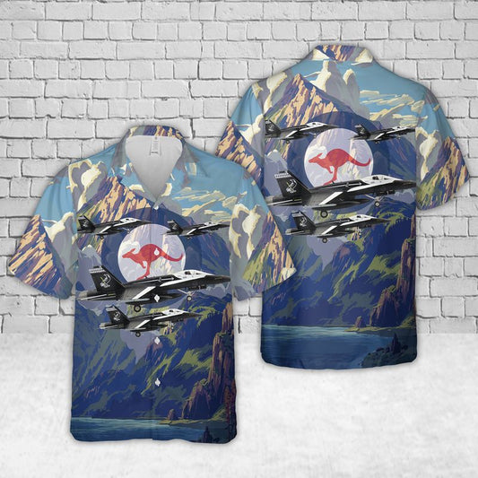 Royal Australian Air Force F/A-18A Hornet No. 75 Squadron RAAF Hawaiian Shirt