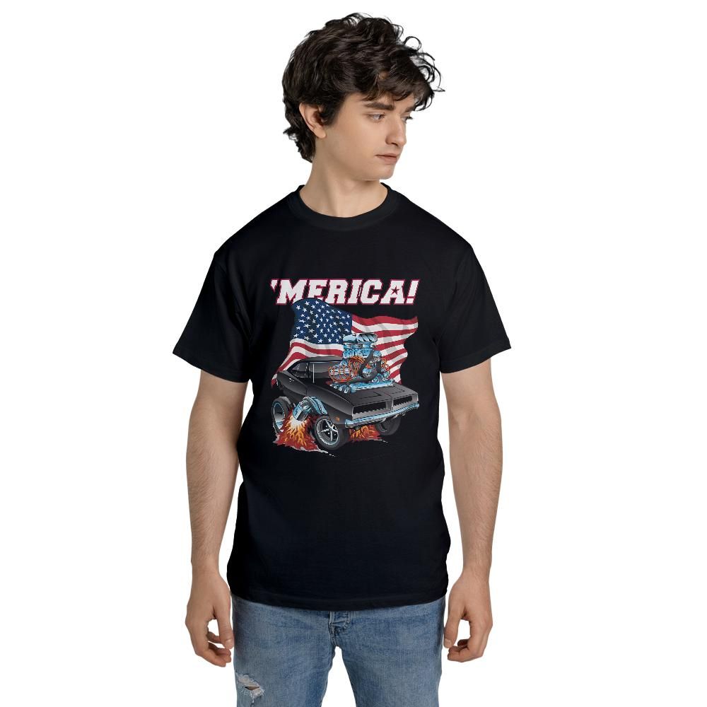 Merica Patriotic Classic Hot Rod Muscle Car Classic Unisex T-Shirt Comfort Colors 1717