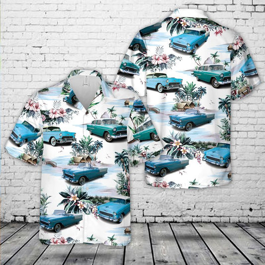 1955 Skyline Blue Chevy Bel Air Hawaiian Shirt