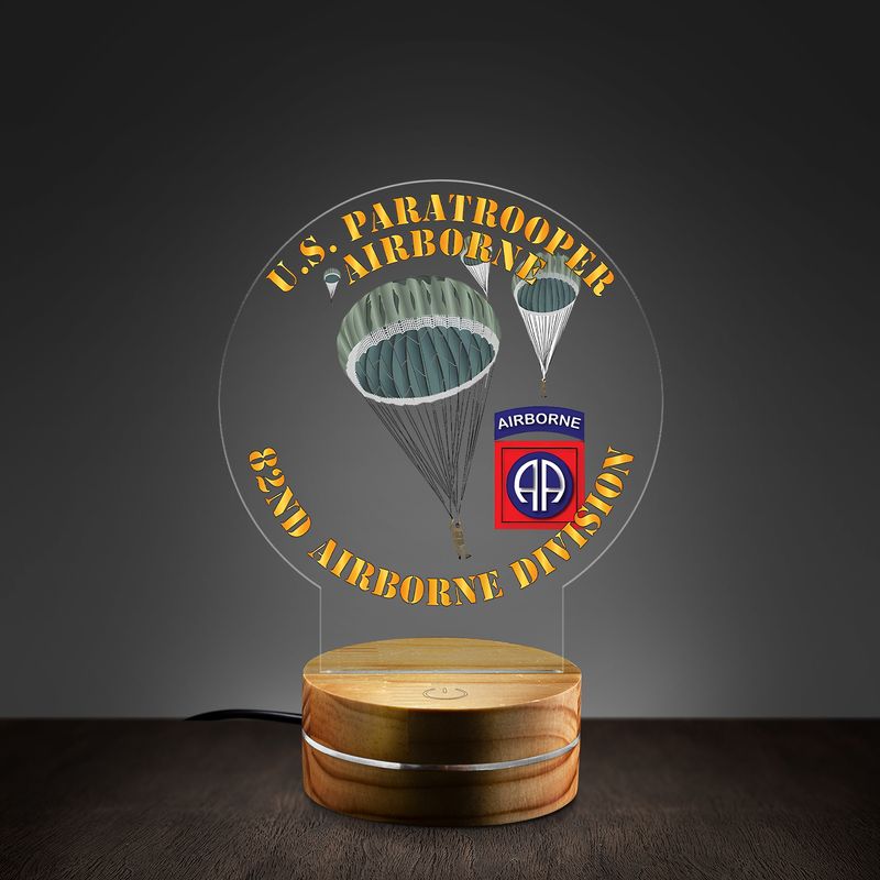 US Army Paratroopers With The 82nd Airborne Division Parachute Custom Shape Photo Night Light