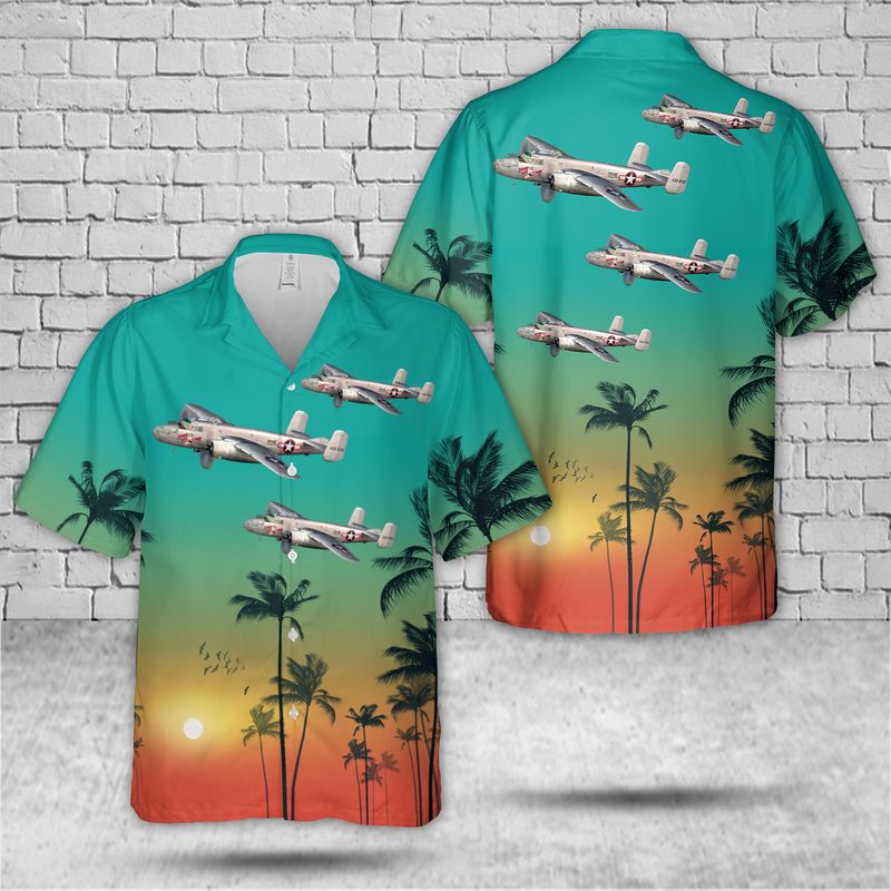 US Air Force North American B-25J Mitchell "Take-Off Time" Hawaiian Shirt