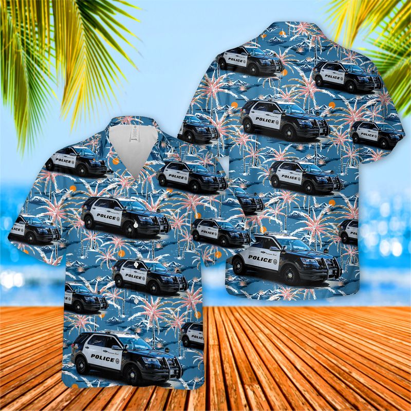 California Huntington Beach Police Ford Police Interceptor Utility Hawaiian Shirt