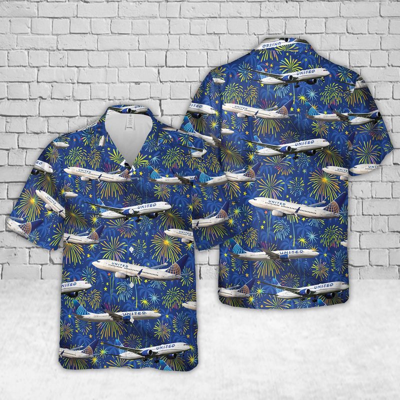 United Airlines Fleet Vin-tage With Palm Trees Hawaiian Shirt