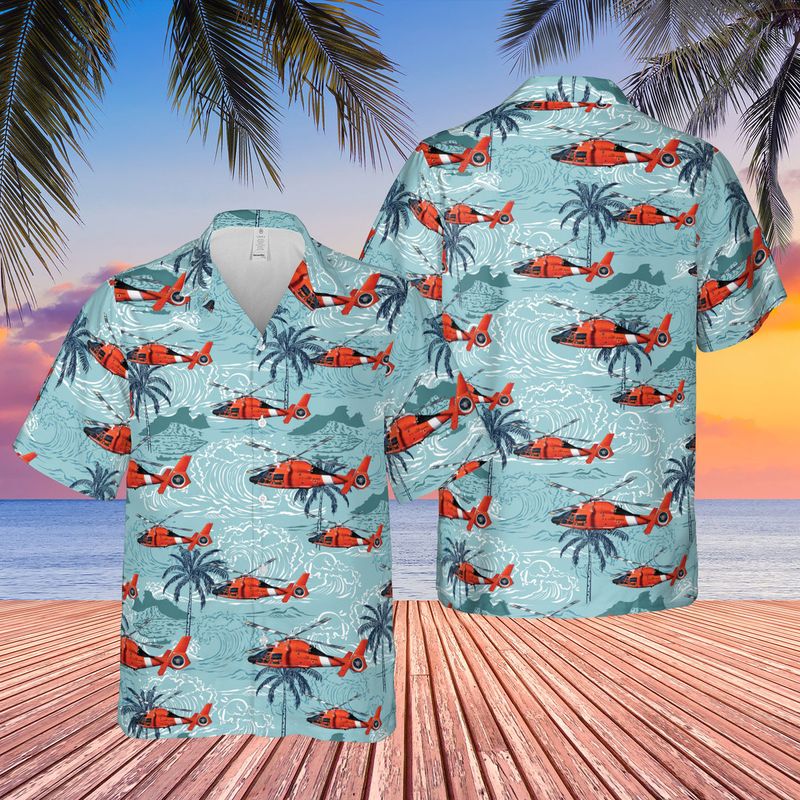 US Coast Guard Helicopter Interdiction Tactical Squadron (HITRON) MH-65C Dolphin Hawaiian Shirt