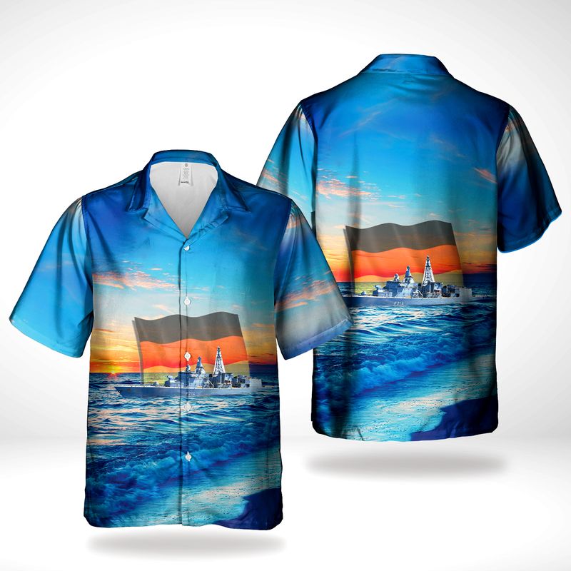 German Navy Deutsche Marine Frigate Lubeck (F214) Hawaiian Shirt