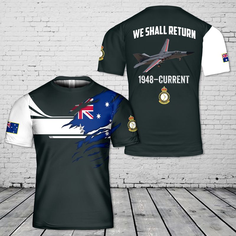 Custom Name Royal Australian Air Force General Dynamics F-111c Aardvark No. 6 Squadron 3D T-shirt