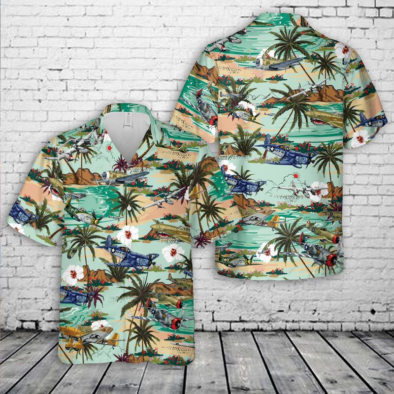 Warbird Fighter Planes Hawaiian Shirt