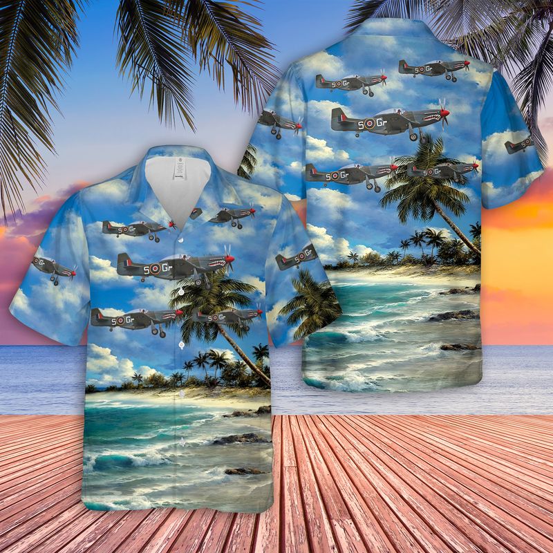 US Air Force North American P-51 Mustang D G-SHWN The Shark Hawaiian Shirt